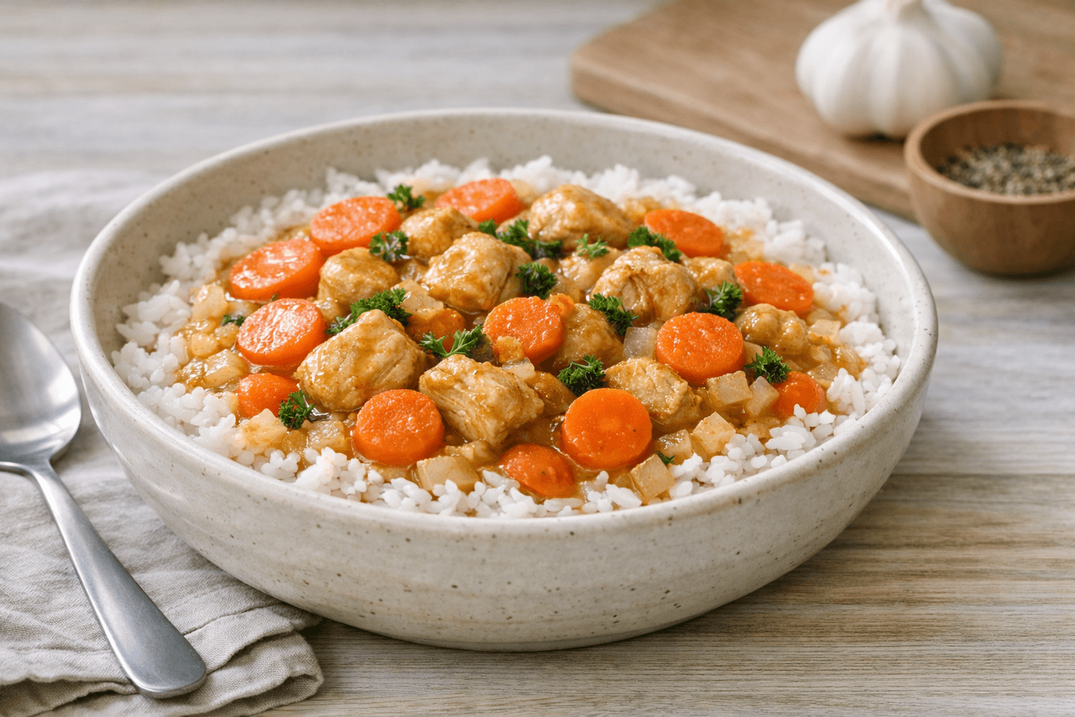 Gluten-free chicken stew with rice