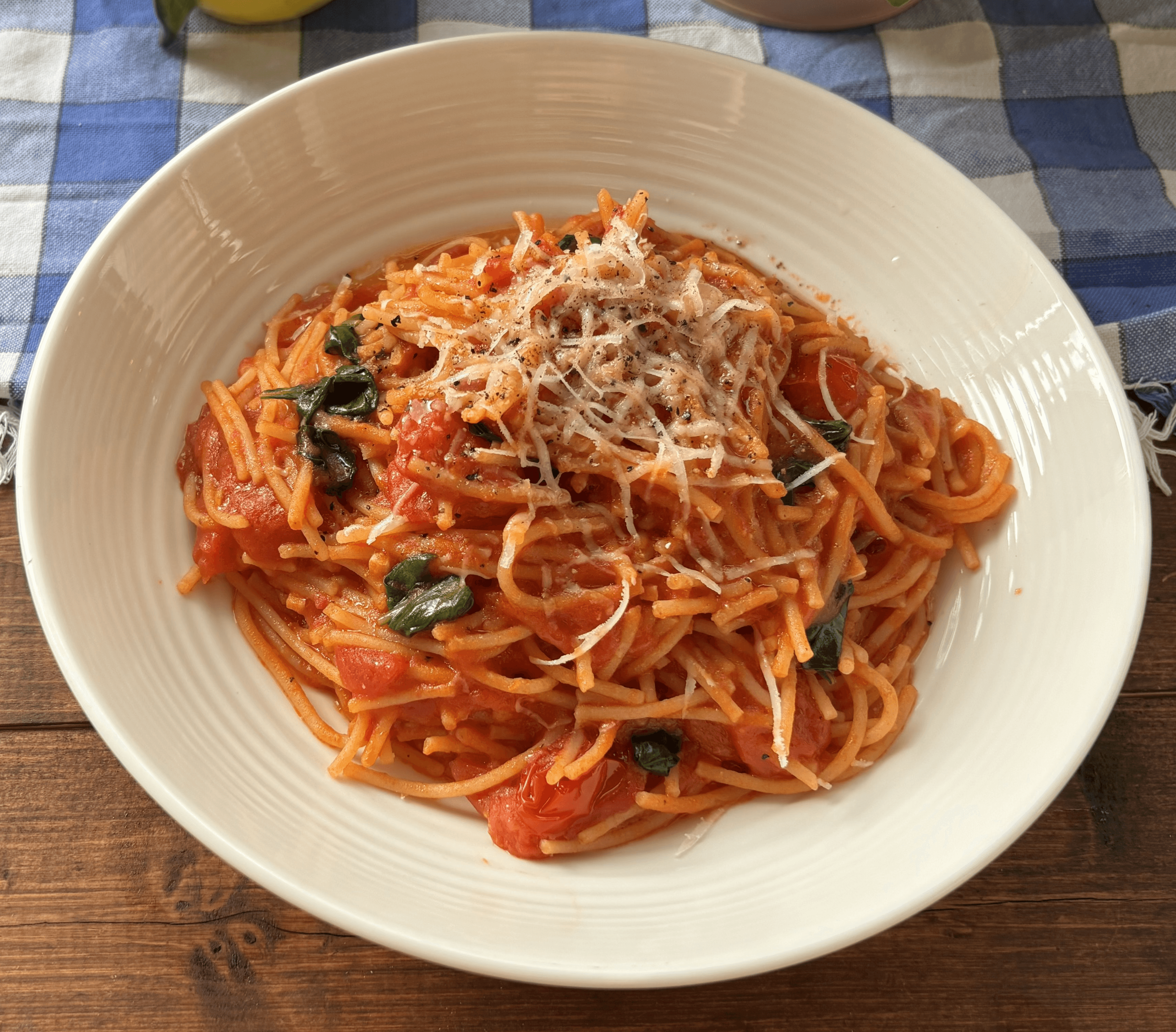 Tomato and basil pasta